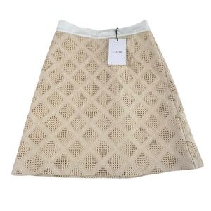 CO|TE Beige Eyelet A-Line Skirt Women's Size 40 (US 6/8) Coleman Collection NWT